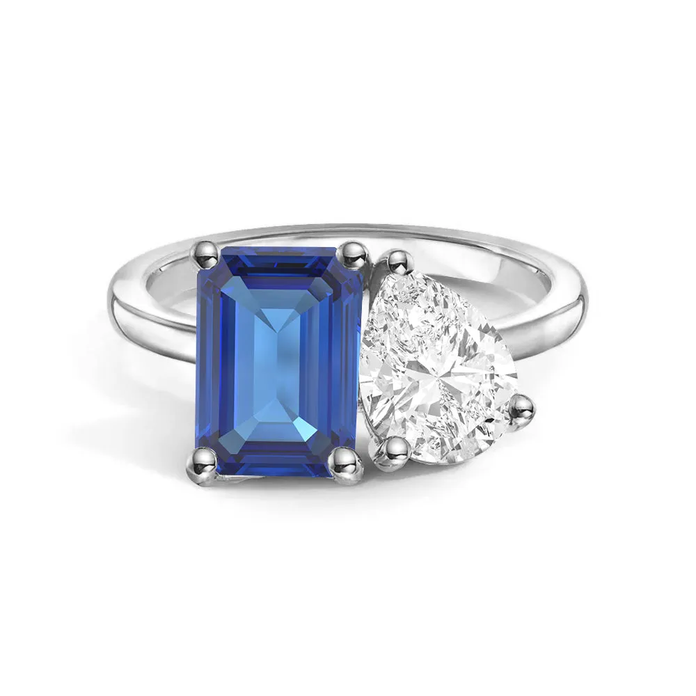 Toi et Moi Personalized Sapphire Birthstone Anniversary Ring Son Gift