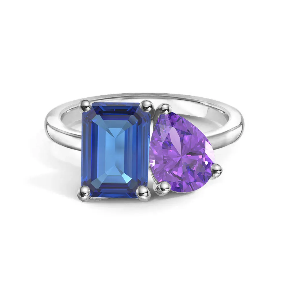 Toi et Moi Personalized Sapphire Birthstone Anniversary Ring Simple Product Fashion Revolution