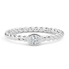Metallic Sheen Oval Lab Grown Diamond Rope Promise Ring