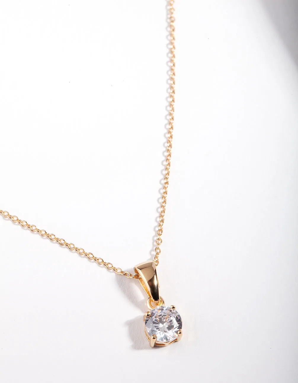 Gold Plated Sterling Silver 1 Carat Cubic Zirconia Necklace Fashion Kid Refined Style