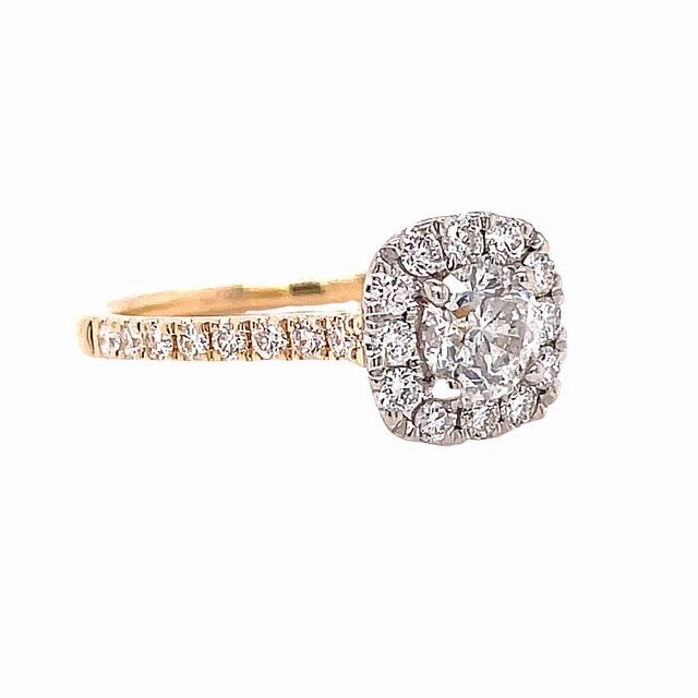 14 Karat Yellow/White Halo Engagement Ring (1.13cttw) Party Outfit