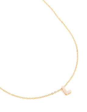 Elegant Item Fashion Forward Waterproof Gold Plated Stainless Steel Cubic Zirconia Mini Pav?? Letter L Necklace