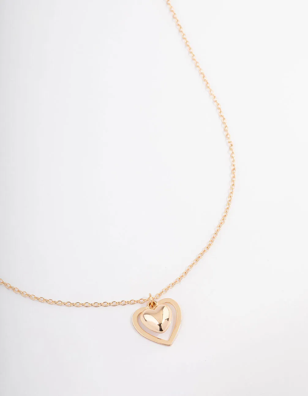 All weather Gold Puffy Heart Necklace