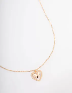 Gold Puffy Heart Necklace Business Meeting Spring Accent