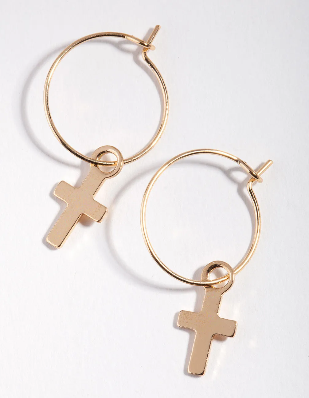 Delicate Option Gold Simple Cross Hoop Earrings