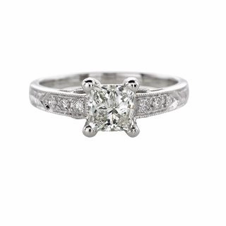 PRINCESS CUT ANTIQUE REPRODUCTION STYLE RING Sleek Accent Exclusive piece