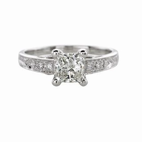 PRINCESS CUT ANTIQUE REPRODUCTION STYLE RING Sleek Accent Exclusive piece