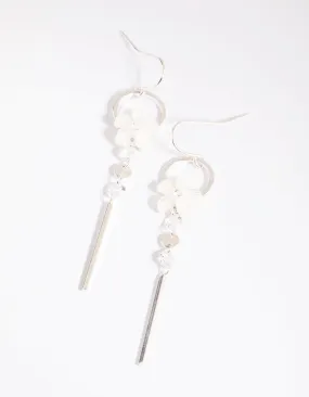 Simple Creation Daytime Accent Silver Flower Drop Earrings