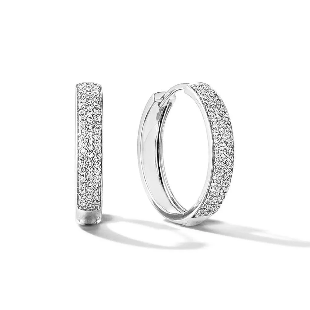 Ornate Accessory Triple Row Pav?? Lab Grown Diamond Bold Medium Hoops