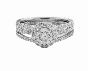 Gleaming Touch Luminous Look TRIPLE SHANK DIAMOND HALO RING 1.86CT TW