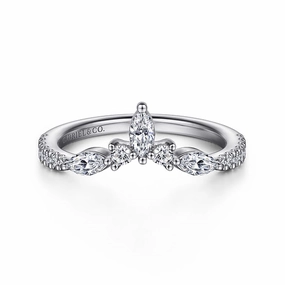 Tulsie - Curved-14K White Gold Diamond Anniversary Band - 0.45 ct Glitter Finish Vibrant Spark