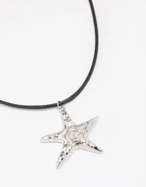 Elegant Evening Jewelry Silver Molten Starfish Necklace