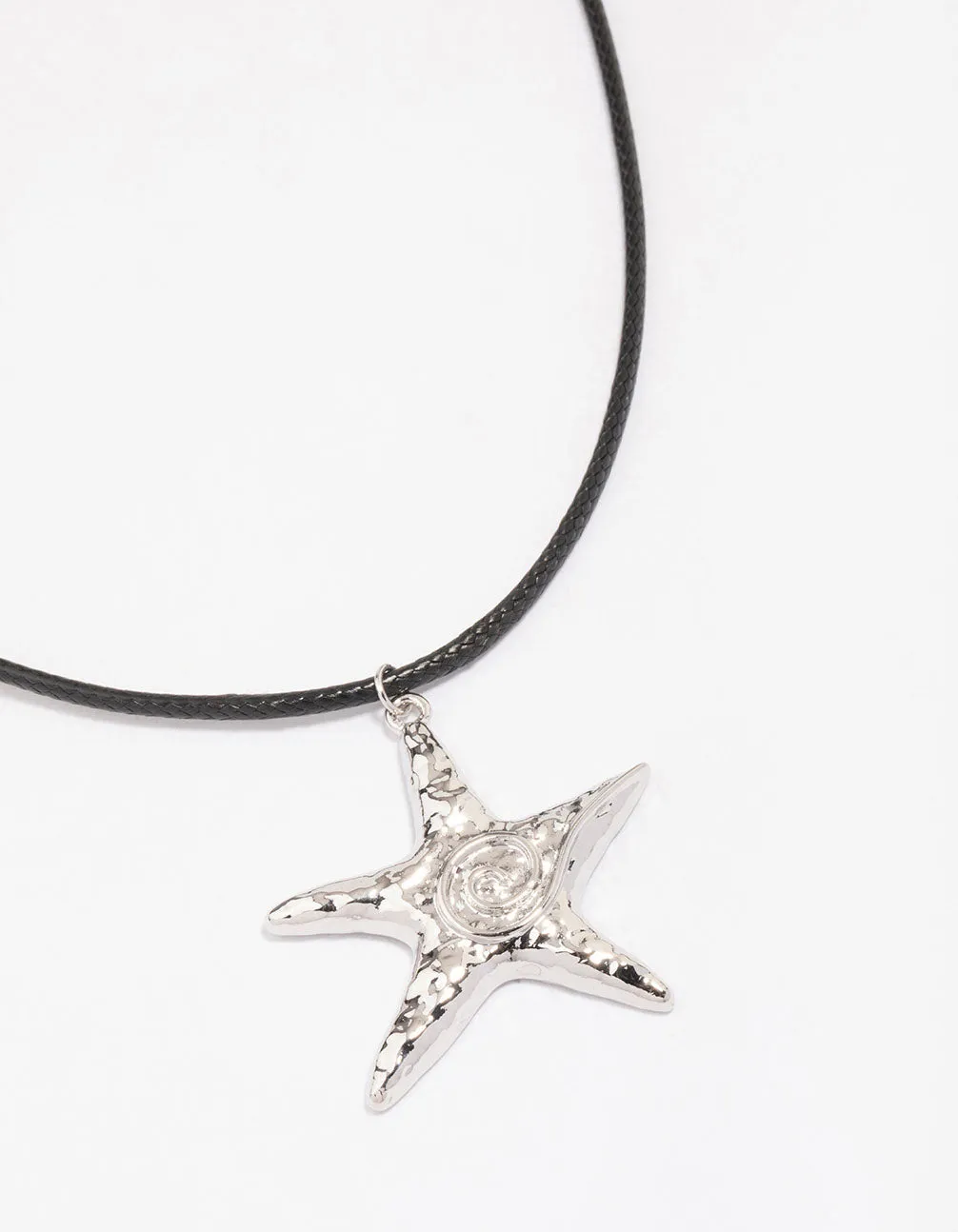 Elegant Evening Jewelry Silver Molten Starfish Necklace