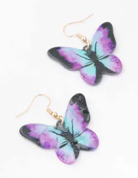 Modern Trinket Small Embellishment Gold Ombre Butterfly Drop Earrings