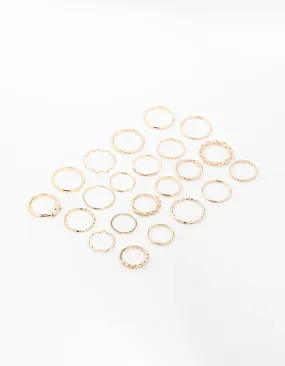 Gold Twisted & Diamante Rings 22-Pack Cool Accessory