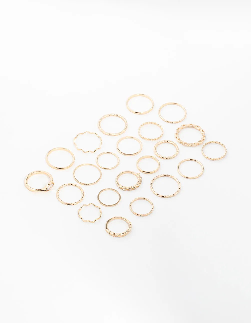 Gold Twisted & Diamante Rings 22-Pack Trendy product
