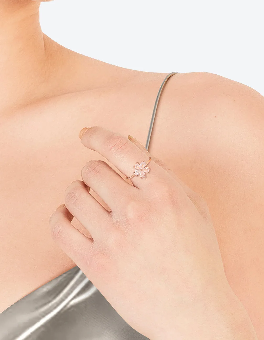 Bold Color Rose Gold Cubic Zirconia Daisy Ring