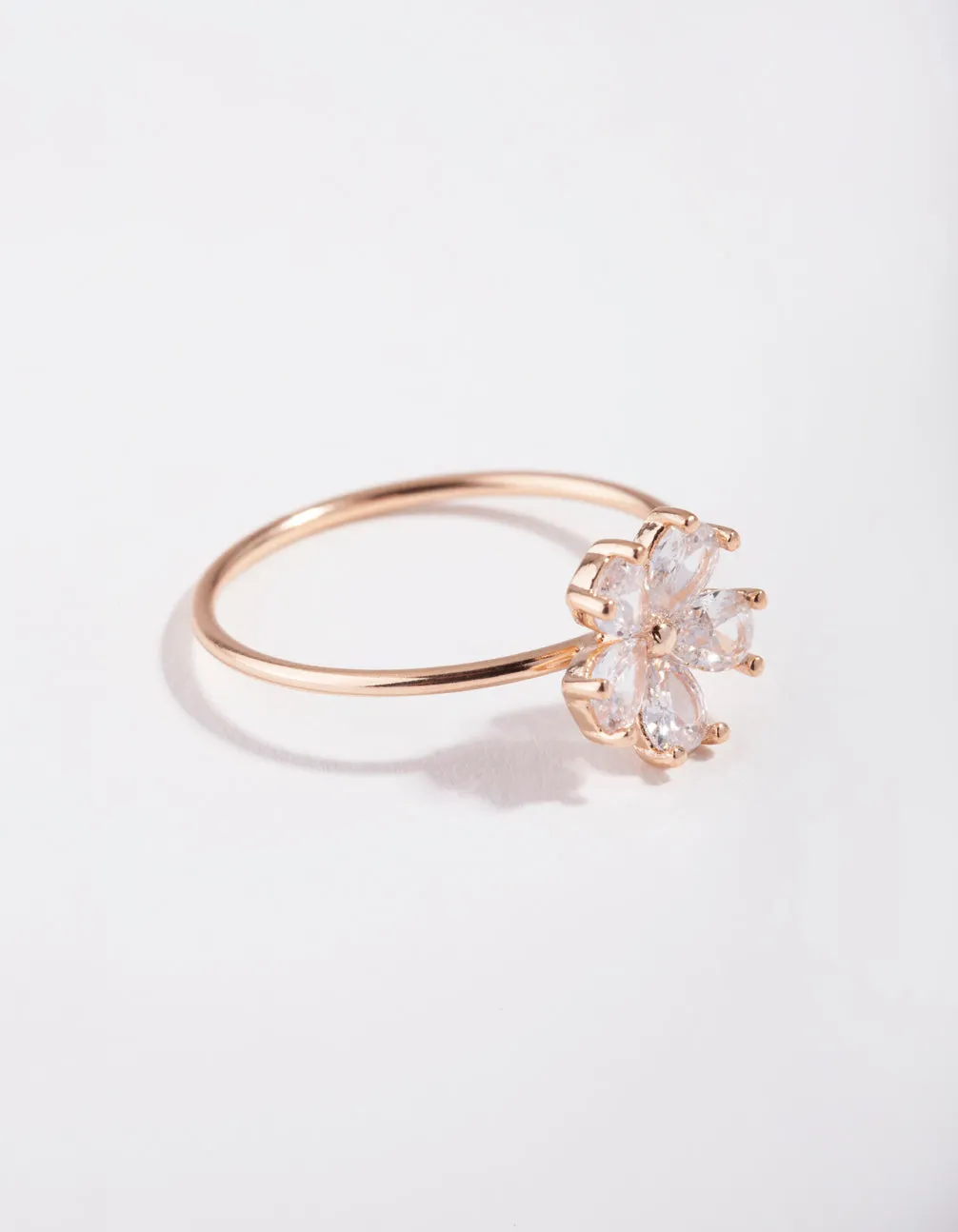 Rose Gold Cubic Zirconia Daisy Ring Fine Work Giftable Jewelry