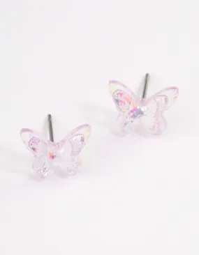Acrylic Lilac Candy Butterfly Stud Earrings Vintage Vibe