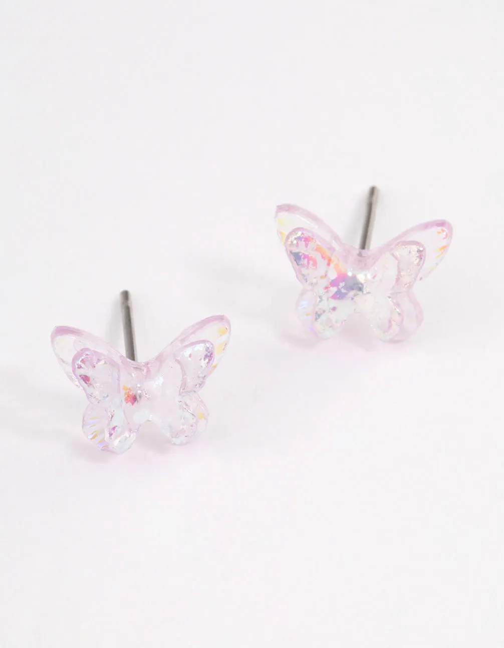 Acrylic Lilac Candy Butterfly Stud Earrings Vintage Vibe