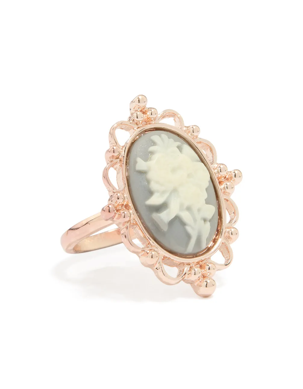 Rose Gold Flower Cameo Ring Lightweight Expression
