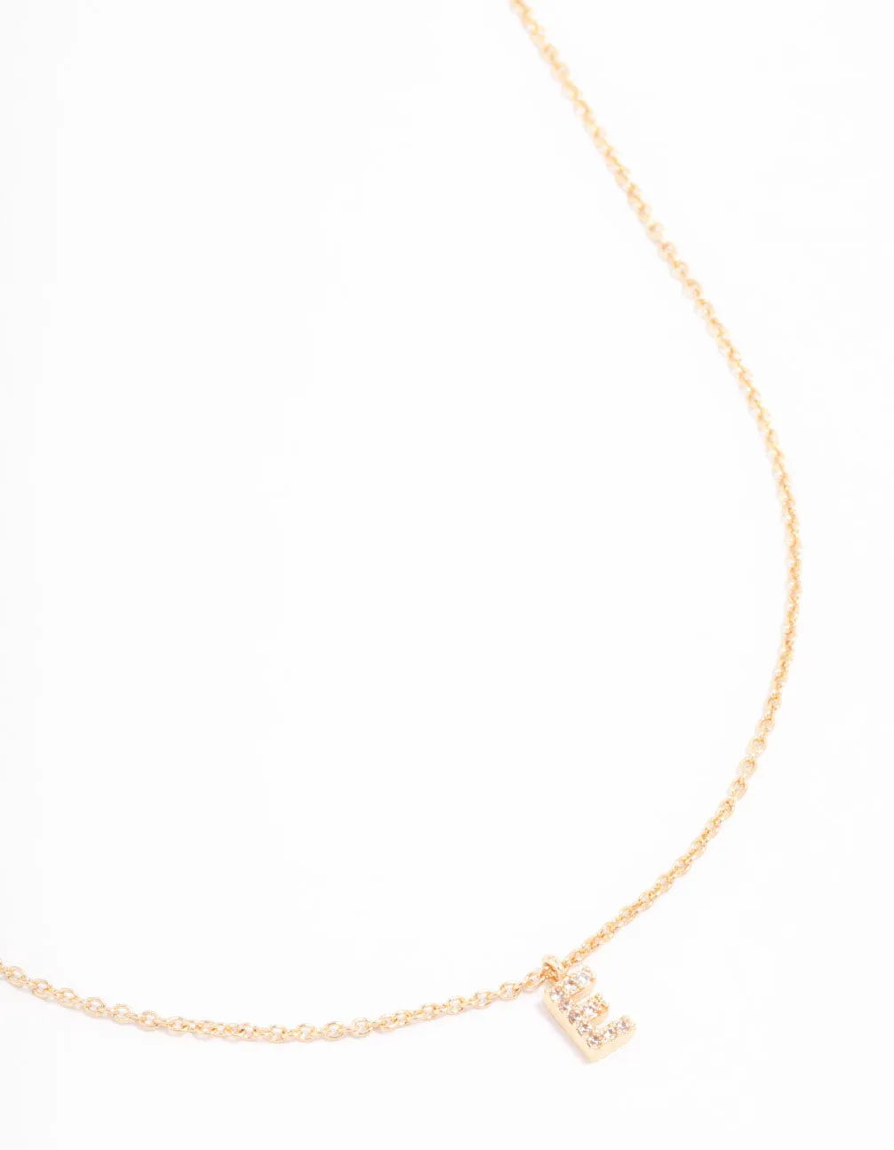 Birthday Wish Trendy Style Gold Plated Cubic Zirconia Letter E Necklace