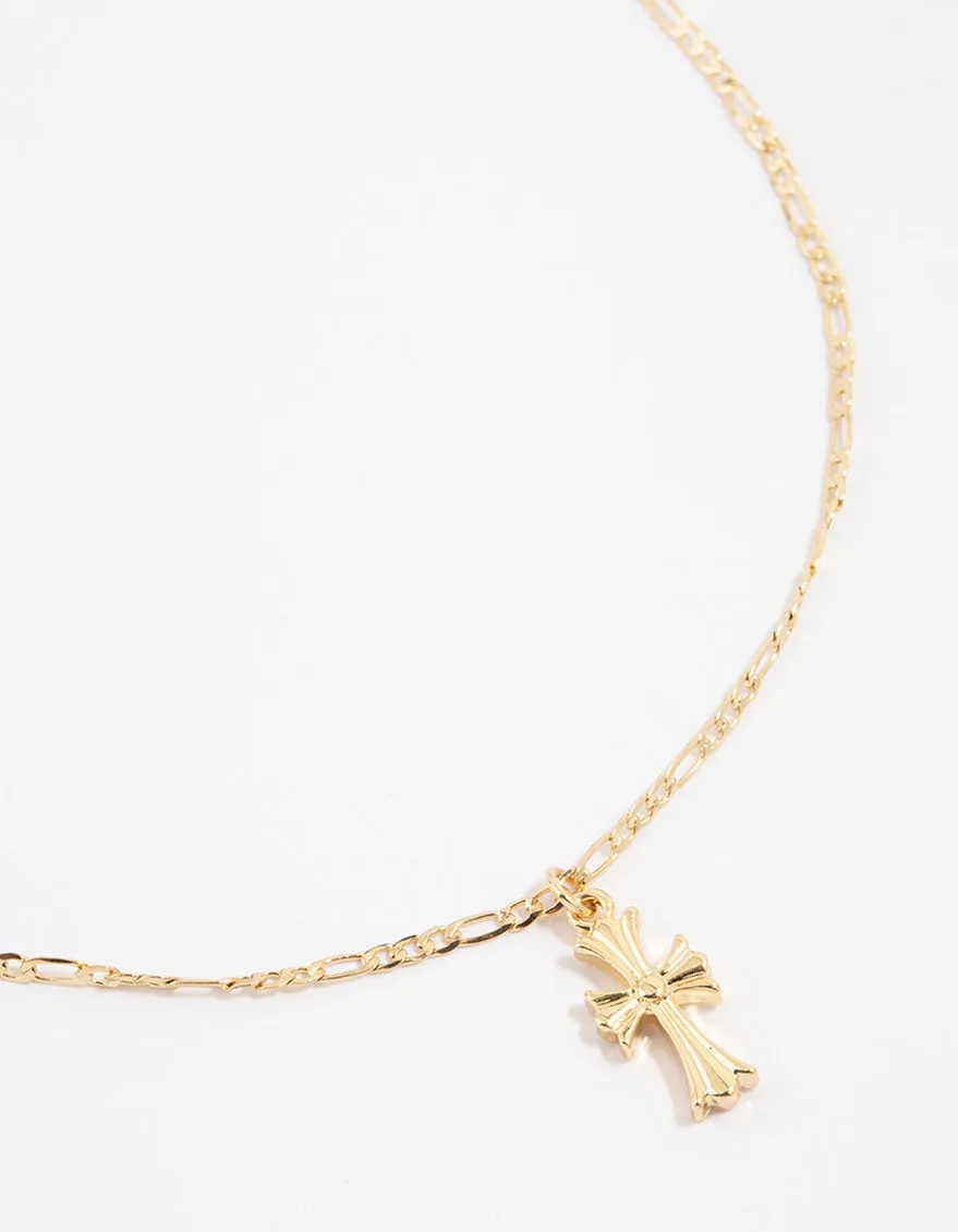 Gold Plated Gothic Mini Cross Necklace Diverse Accessory