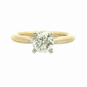 14 Karat Yellow/White Gold Solitaire Engagement Ring Precious Jewelry Pieces