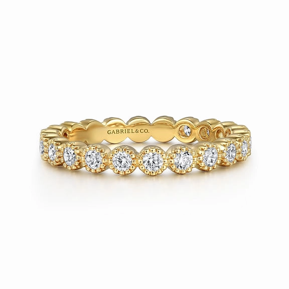 14ky Diamond Bezel Setting Stackable Ring (0.58cttw) Birthday Style Elegant Occasion