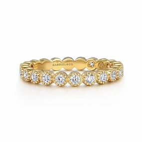 14ky Diamond Bezel Setting Stackable Ring (0.58cttw) Birthday Style Elegant Occasion
