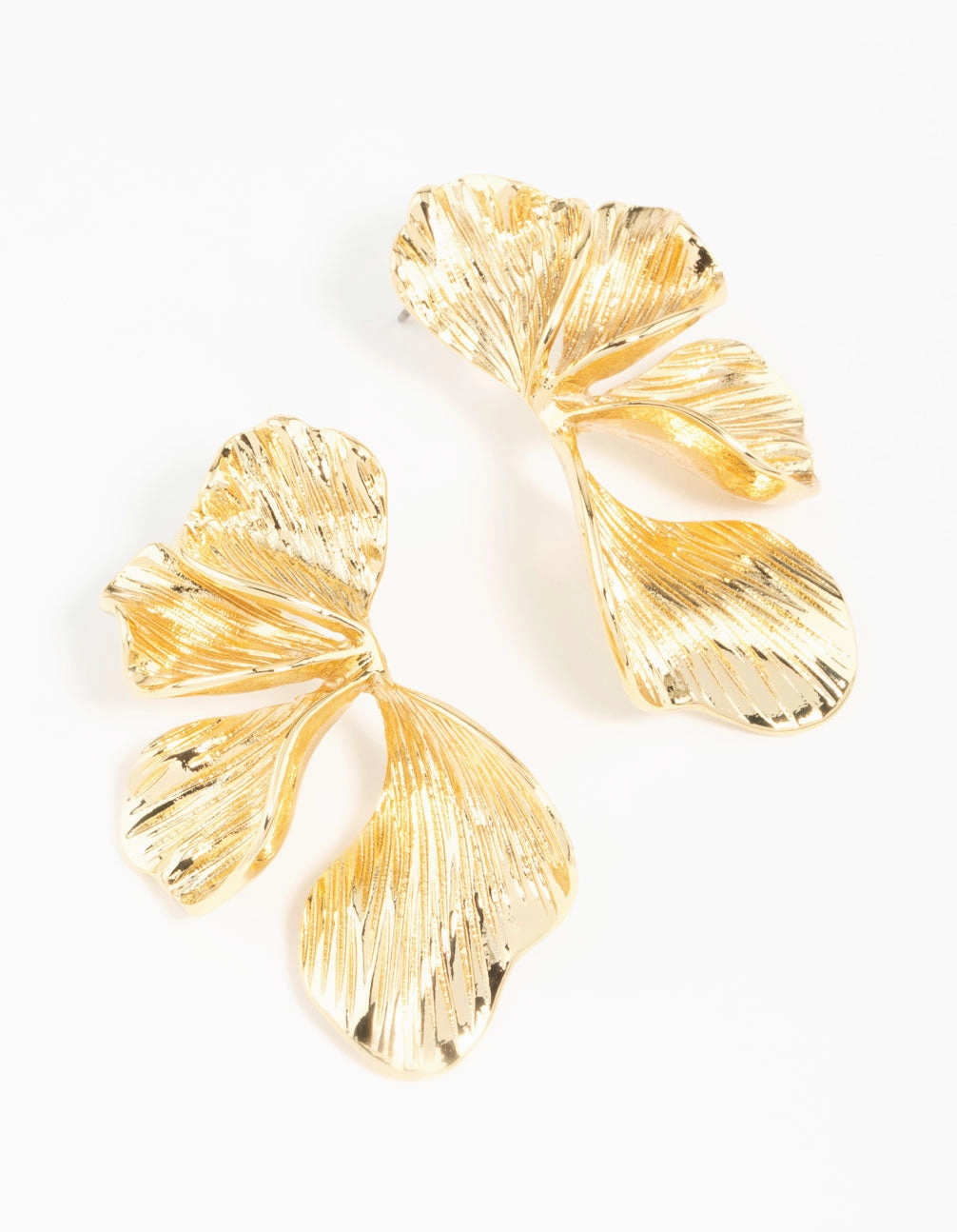 Gold Plated Organic Petal Stud Earrings Magnificent Decoration