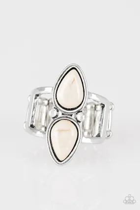 Perfect Fit Affordable Creation Paparazzi Accessories ? Simply Saharan - White Ring?Flat Rate Ship $4.50?