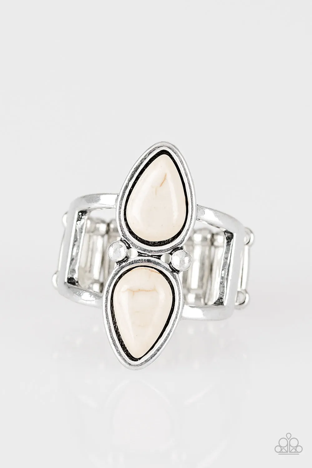 Perfect Fit Affordable Creation Paparazzi Accessories ? Simply Saharan - White Ring?Flat Rate Ship $4.50?