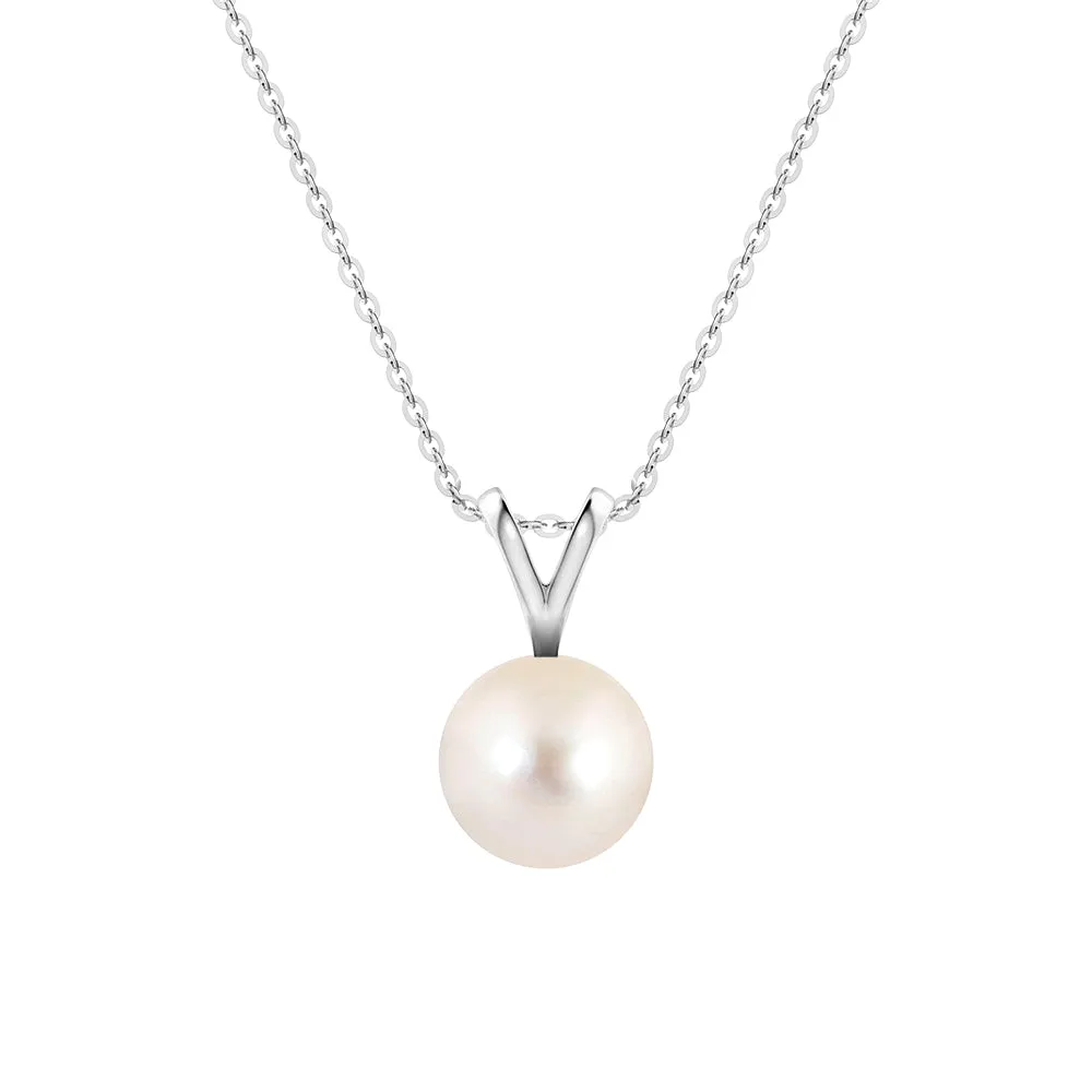 8mm Freshwater Cultured Pearl Solitaire V Bale Pendant Teacher Present