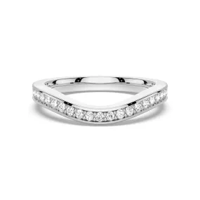V Curved Moissanite Wedding Band with Pav?? Setting classic accessory Work Friendly