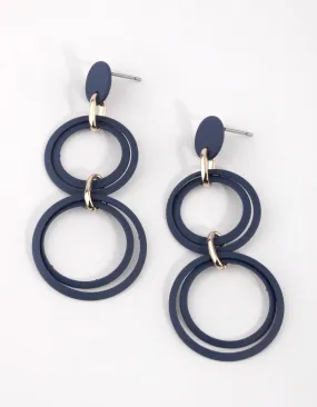 Artistic Piece Lightweight Appearance Matte Navy Circular Drop Earrings