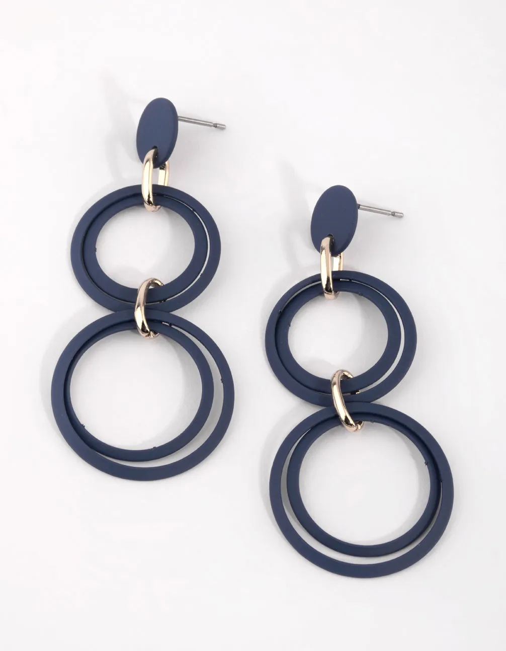 Artistic Piece Lightweight Appearance Matte Navy Circular Drop Earrings