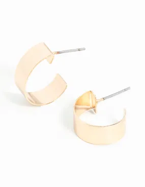 Simple Adornment Attractive Creation Gold Thick Micro Hoop Earrings