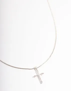 Silver Plated Cross Box Chain Necklace All Seasons
