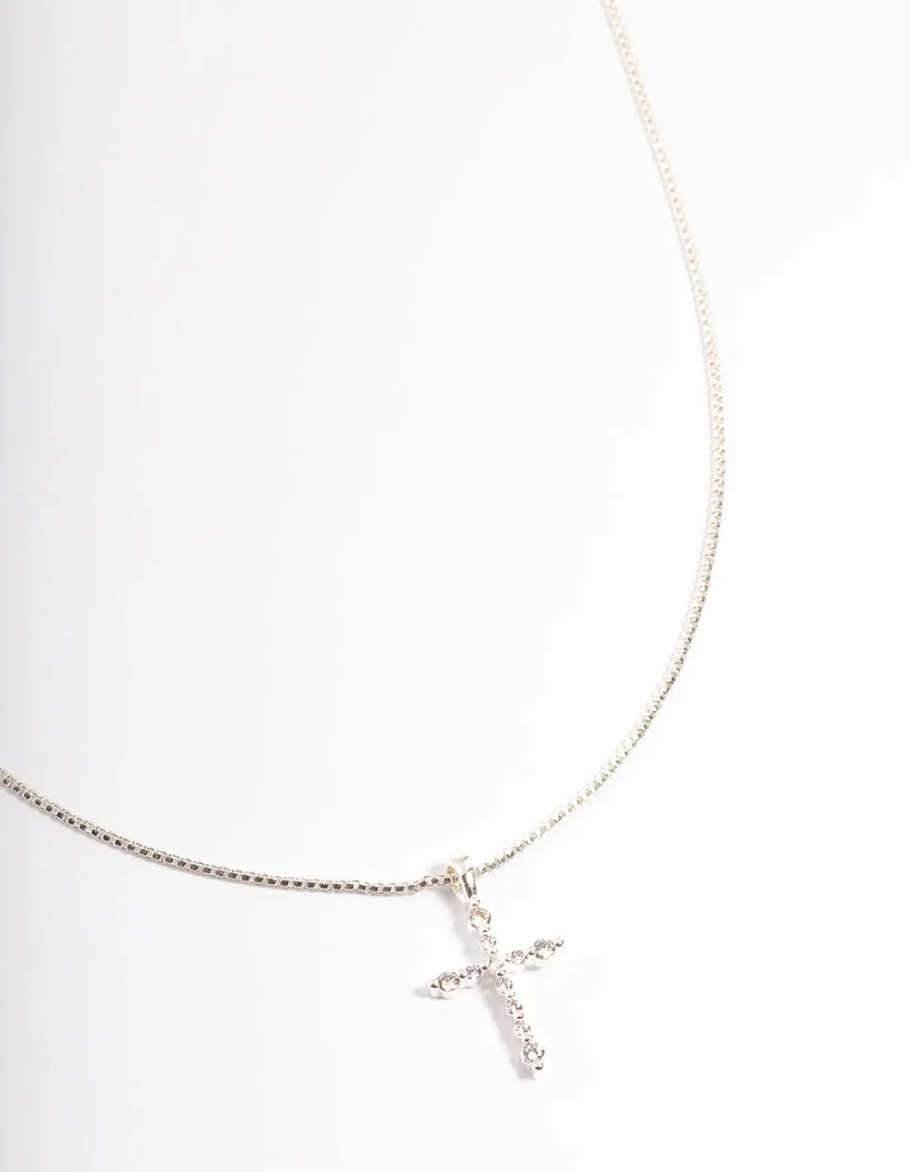 Silver Plated Cross Box Chain Necklace All Seasons
