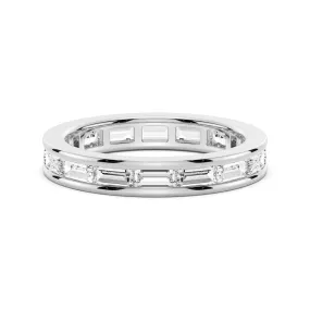 3.21 CT. Channel Set Baguette Cut Moissanite Wedding Eternity Band Understated Style