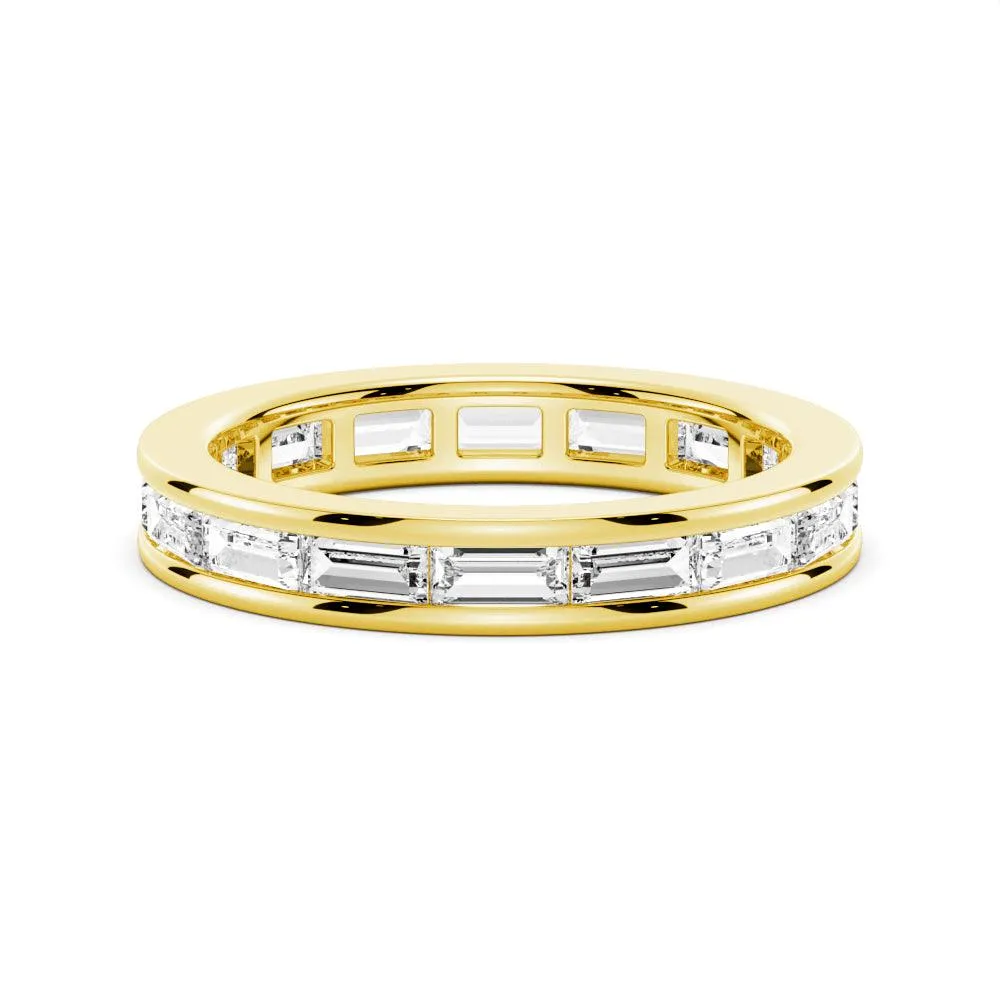 3.21 CT. Channel Set Baguette Cut Moissanite Wedding Eternity Band Sentimental Gift Subtle Detail