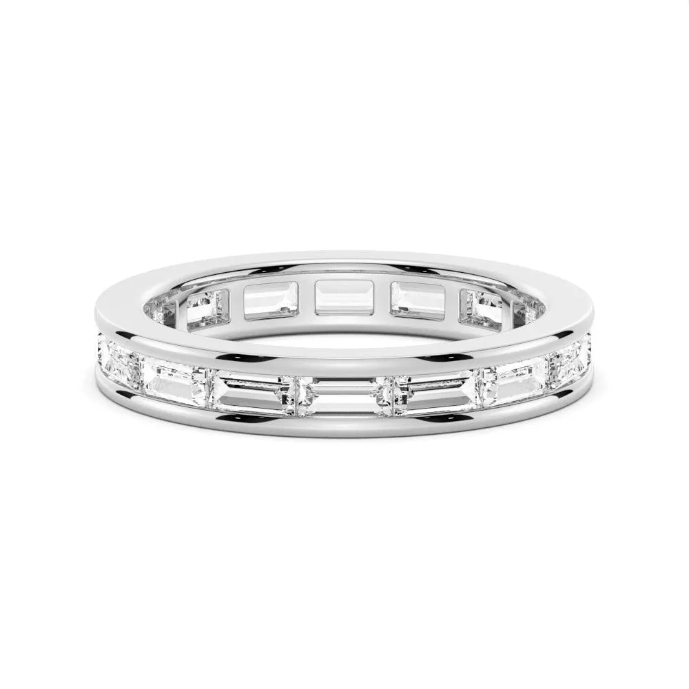 3.21 CT. Channel Set Baguette Cut Moissanite Wedding Eternity Band Night Out