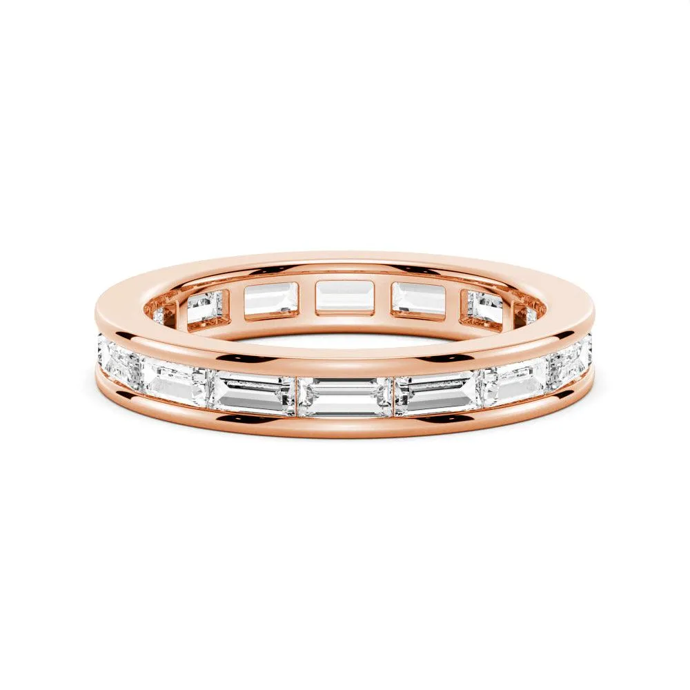 3.21 CT. Channel Set Baguette Cut Moissanite Wedding Eternity Band Simple Mark