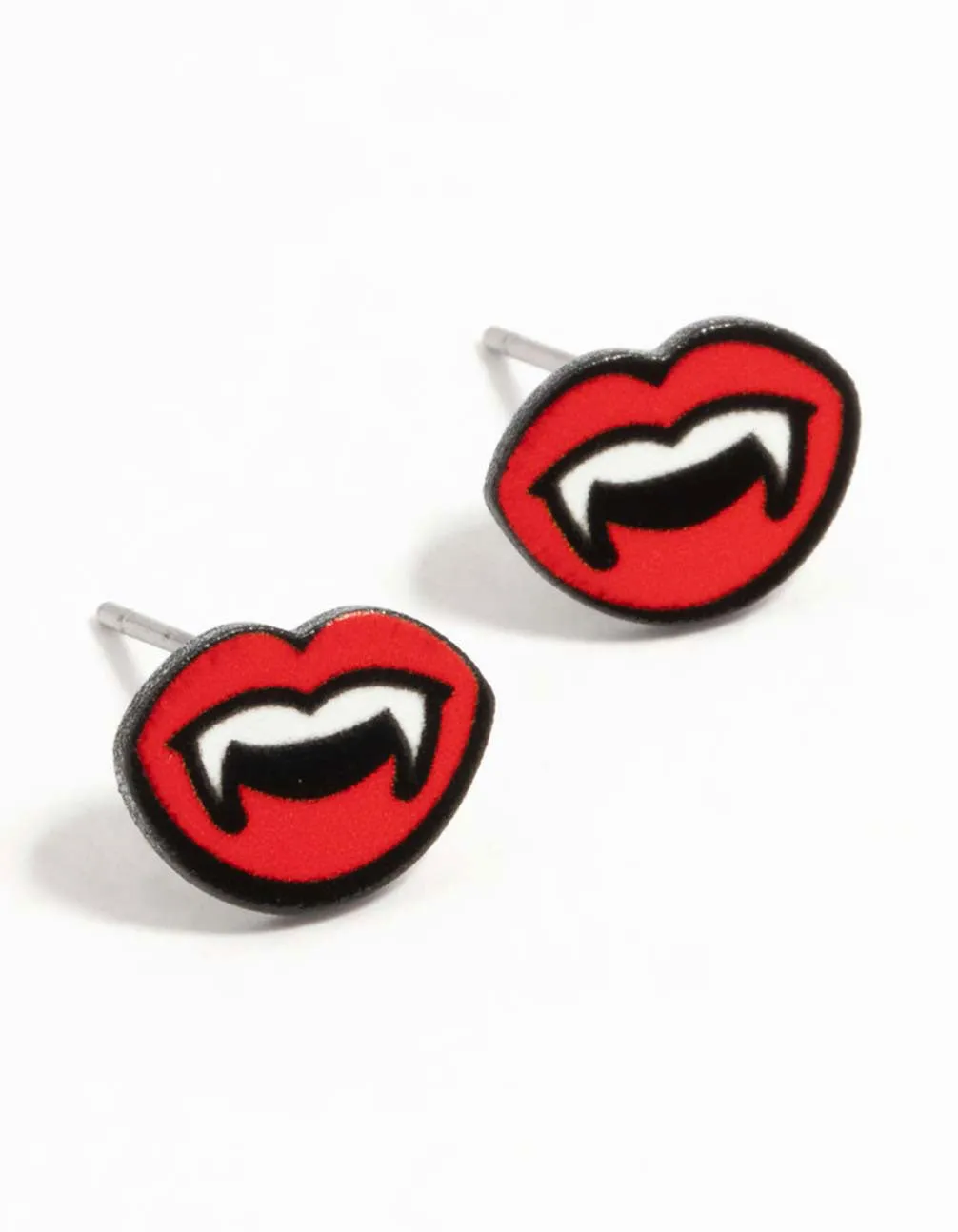Minimalist Ornament Vampire Mouth Coated Metal Stud Earrings