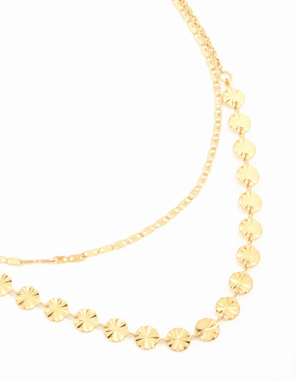 High-Quality Adornment Waterproof Gold Plated Stainless Steel Hammered Layered Necklace