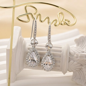 Louily Elegant Pear Cut Women's Dangle Earrings In Sterling Silver Opulent Design