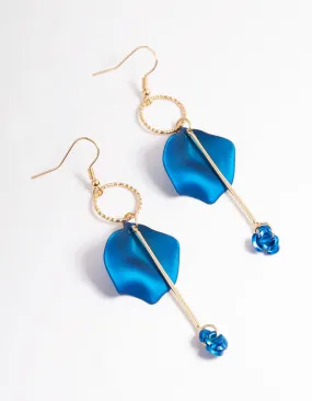 Contemporary Embellishment Industrial Embellishment Blue Circle Petal Drop Earrings