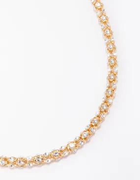 Trendy Design Gold Plated Diamante Fireball Chain Necklace