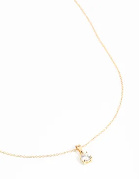 Gold Plated Sterling Silver Cubic Zirconia 1/2 Carat Bale Necklace Clasped Adornment Superior Design